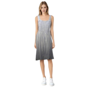 Light blue and white striped summer baby doll dress